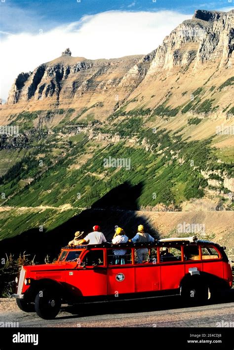 Red bus tours glacier national hi-res stock photography and images - Alamy