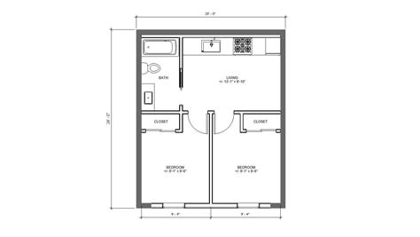 Modern Garage ADU Renovation 2 Bed 1 Bath 24'x20' 480 SF Affordable Custom House Plans and ...