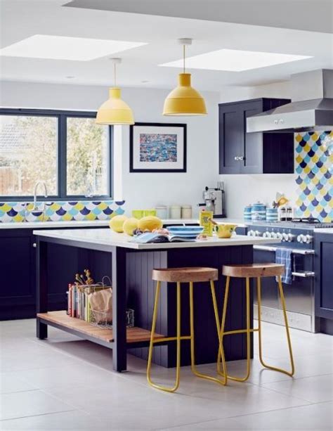 25 Catchy And Bold Blue And Yellow Kitchens - DigsDigs