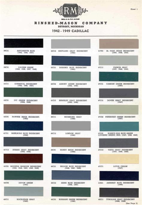 Cadillac Paint Codes & Color Charts