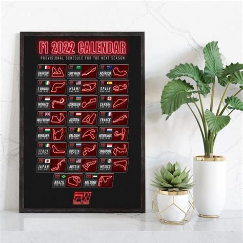 F1 2022 Calendar With Tracks Poster Canvas - Kaiteez