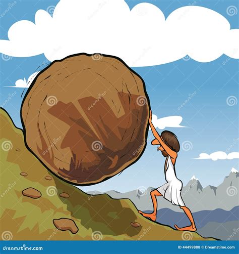 Sisyphus Rolling A Boulder Stock Photo | CartoonDealer.com #44499888