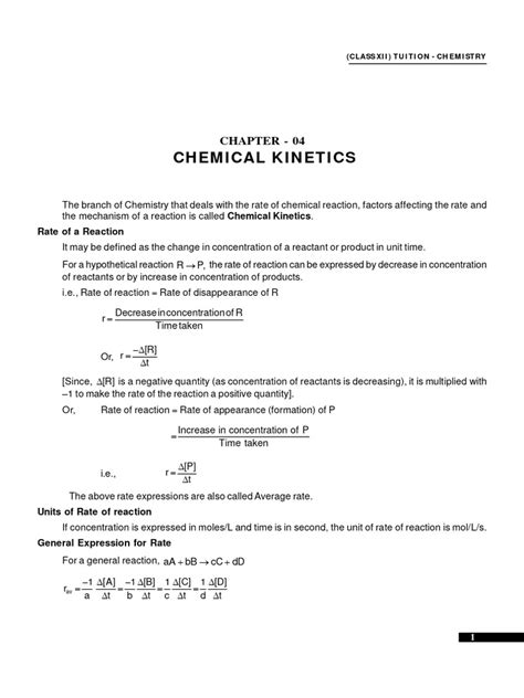 Chemical Kinetics (Lecture Note) | PDF | Reaction Rate | Reaction Rate Constant