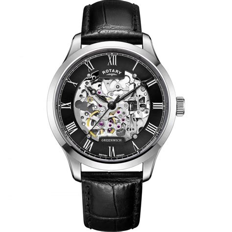 Rotary Men's Greenwich Skeleton 42mm Automatic Watch GS02940/30 ...