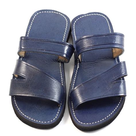 Men's Moroccan sandals in blue leather