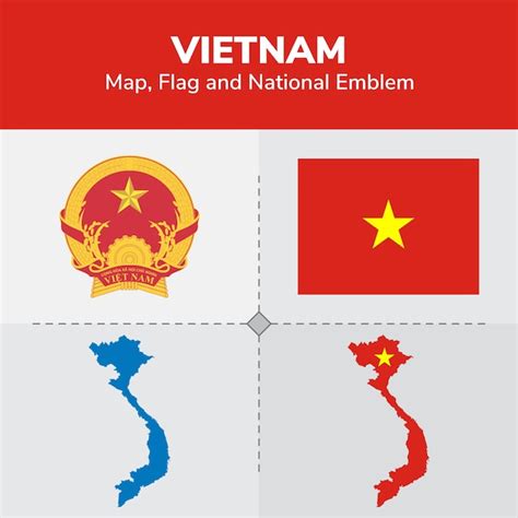 Premium Vector | Vietnam map, flag and national emblem