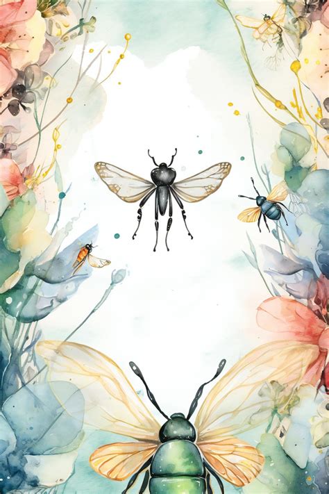 Premium Photo | A watercolor painting of a bee and flowers.