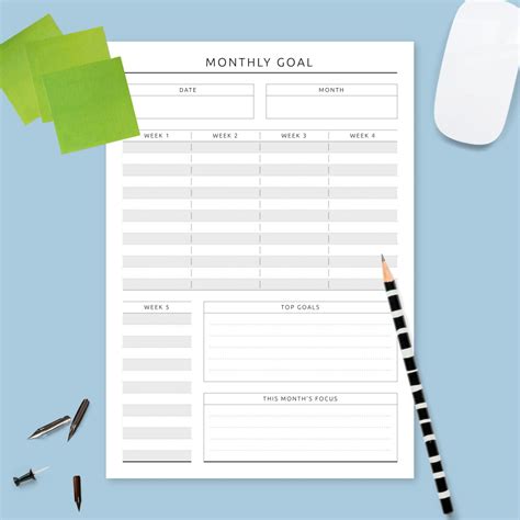 Free Monthly Goals Template - FREE PRINTABLE TEMPLATES