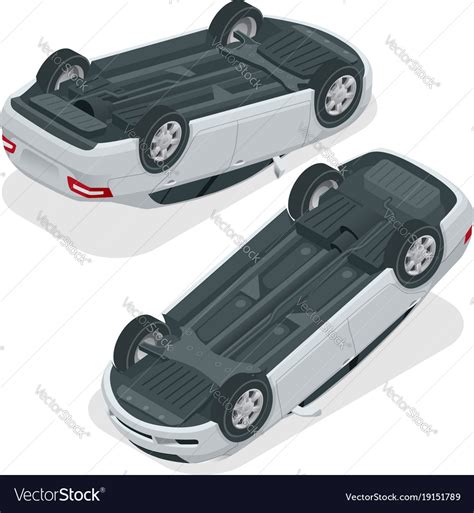 Car flipped turned over after accident Royalty Free Vector