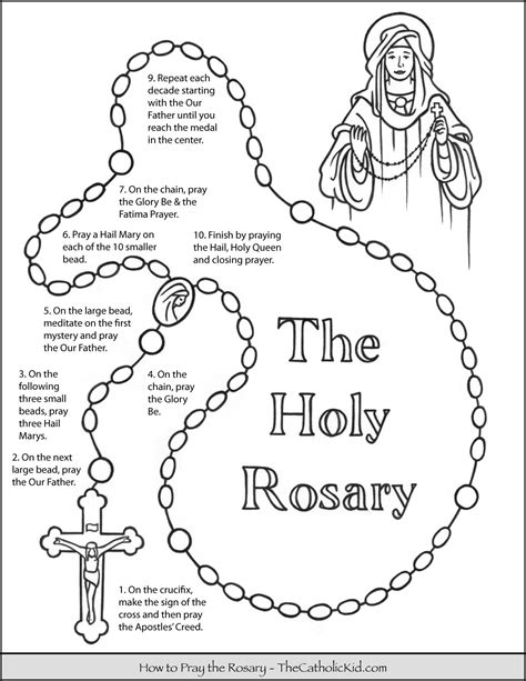 How to Pray the Rosary Coloring Page for Kids - TheCatholicKid.com