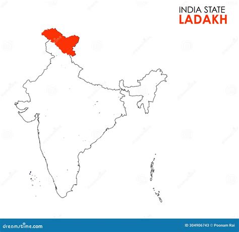 Ladakh Map Of Indian State. Ladakh Map Vector Illustration. Ladakh ...