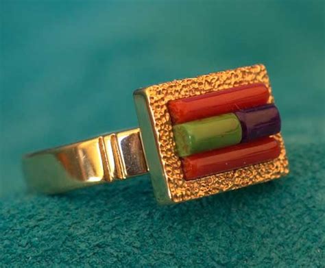 Native American James Little Sugalite and Coral 14k Gold Ring Jewelry – Sedona Indian Jewelry