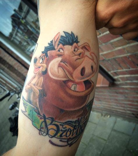 Timon and Pumba, Pumba is healed #timonandpumba #disneytattoo #brothertattoo #disney #innerarm # ...