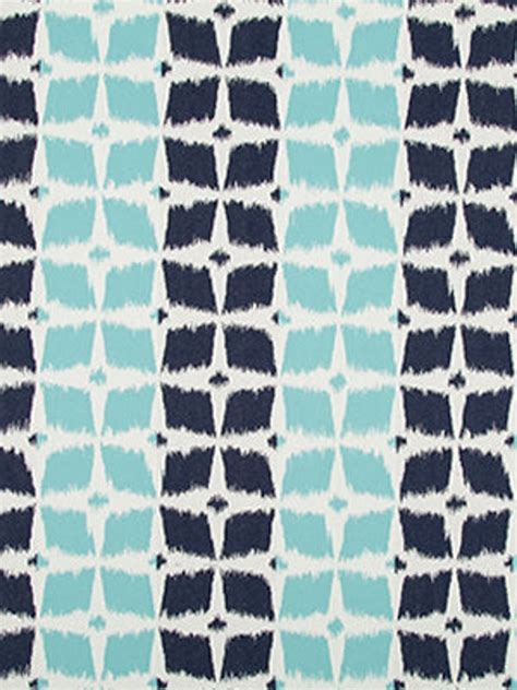 Aqua Geometric Fabric Navy Blue Upholstery by PopDecorFabrics