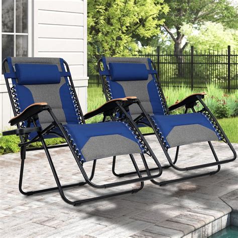 MF Studio Set of 2 Oversized Padded Zero Gravity Chair Heavy Duty Steel ...