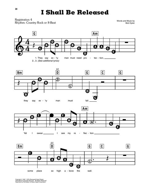 Bob Dylan "I Shall Be Released" Sheet Music Notes | Download Printable PDF Score 122935