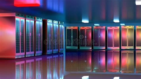Server Room. Server Data Center. Backup, Mining, Hosting, Mainframe, Farm and Computer Rack with ...