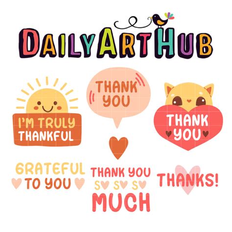 Thank You Banner Clip Art Set – Daily Art Hub // Graphics, Alphabets & SVG