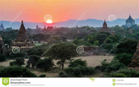 Myanmar Temples at Sunrise in the Summer Editorial Stock Image - Image ...