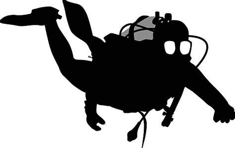 Black Silhouette Scuba Divers Vector Illustration Black Freediver Suit Vector, Black, Freediver ...