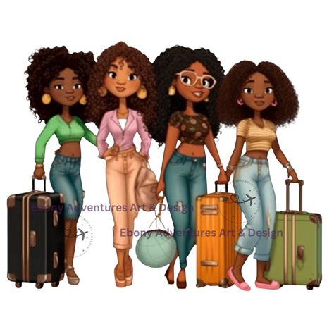 Girls Trip 3 Clipart Travel Clipart African American Women PNG Black Girls Clipart Black Girl ...