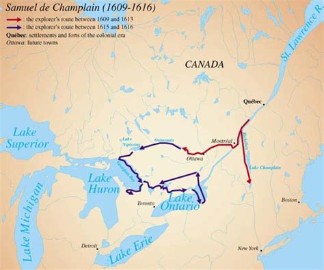 Retracing the routes of Samuel de Champlain, by water, land and sea: Champlain's Route