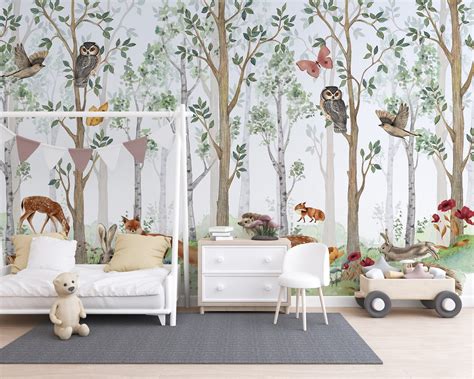 Woodland Nursery Wallpaper/wallpaper for Nursery/woodland - Etsy