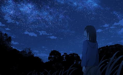 Anime, Original, Girl, Sky, Starry Sky, Sunset, Whale, HD wallpaper ...
