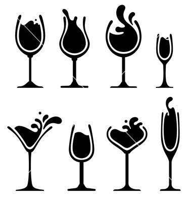 Silhouette of wine glass with splash vector image on | Wine glass tattoo, Wine glass drawing ...