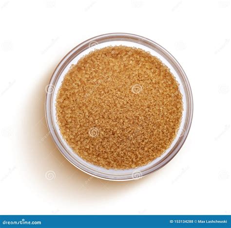 Bowl of Brown Sugar Isolated on White Background, Top View Stock Photo ...