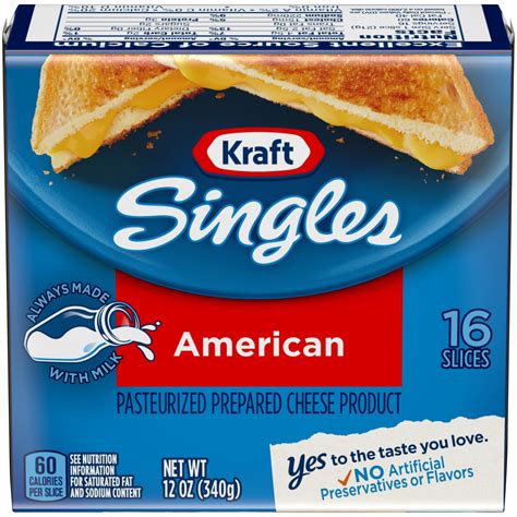 Kraft Singles Cheese Product, Pasteurized, Prepared, American, 16 - 0.75 oz slices [12 oz (340 g)]