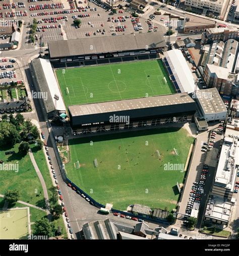 Portman Road, Ipswich, Suffolk, 1992. Aerial view of the home of ...