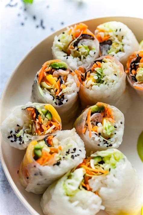 Vegan Fresh Sushi Spring Rolls - Vibrant plate