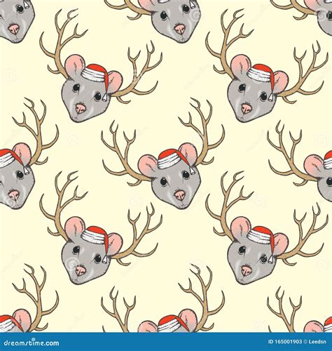 Seamless Pattern with Rat Head Stock Vector - Illustration of ...