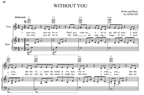 Without You - Sheet Music – Janis Ian