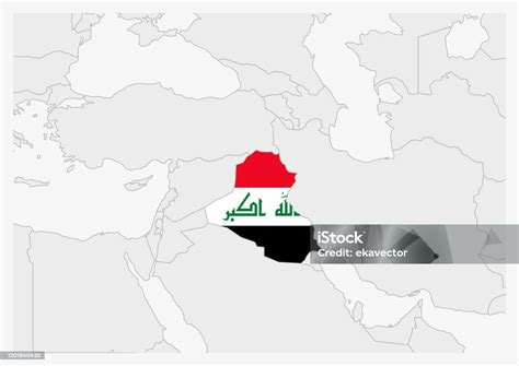 Iraq Map Highlighted In Iraq Flag Colors Stock Illustration - Download ...