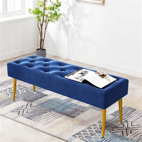 MOOWOOW Upholstered Entryway Bench Bedroom Benches Modern Velvet ...