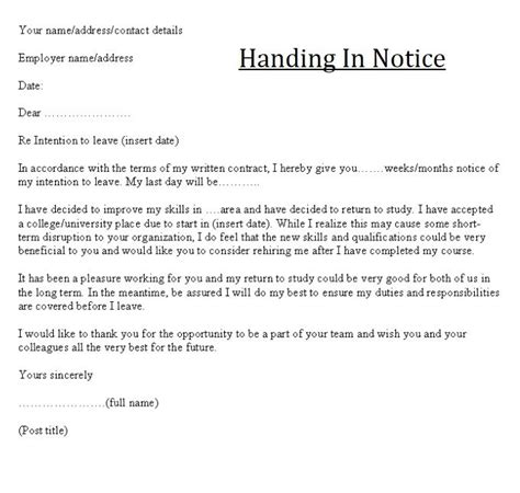 How To Write A Letter To Hand Your Notice In | Business Letter