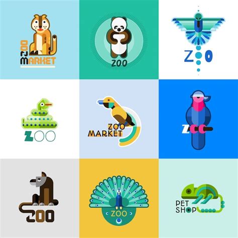 Free Vector | Zoo logo set