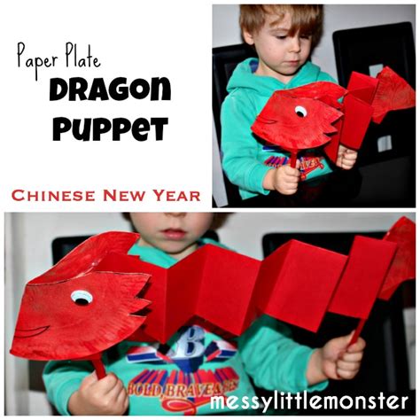 Paper Plate Dragon Puppet - Messy Little Monster