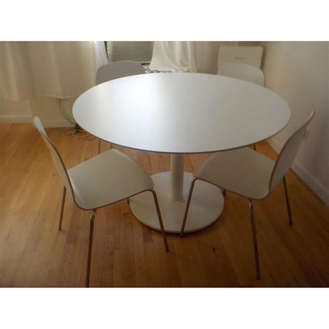 Ikea White Dining Table w/ 4 Chairs - AptDeco