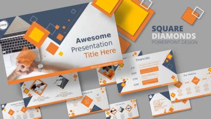 Square diamonds PowerPoint template design | PresenterMedia