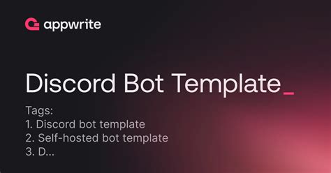 Discord Bot Template - Threads - Appwrite