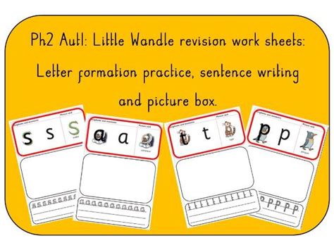 Little Wandle revision Ph2 Aut1 letter formation, sentence practice and picture box work sheets ...