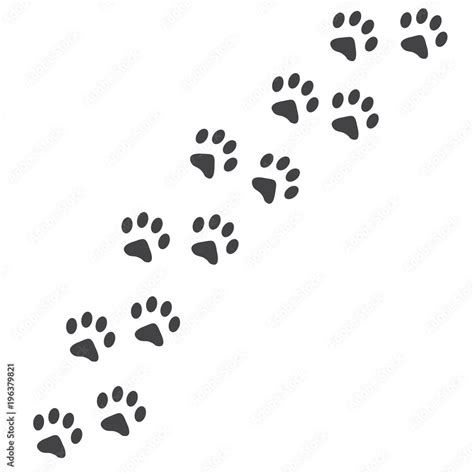 Vector illustration. Cat Paw Prints Track Logo. Black on White ...