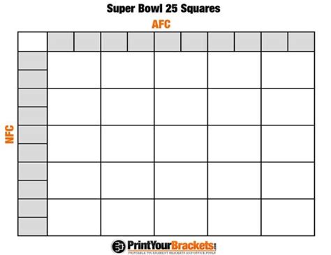 Printable Super Bowl Squares 25 Grid Office Pool | Football pool ...