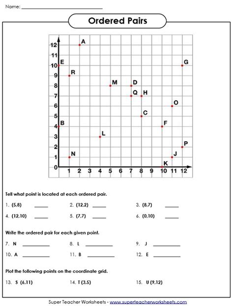 Ordered Pairs and Coordinate Plane Worksheets