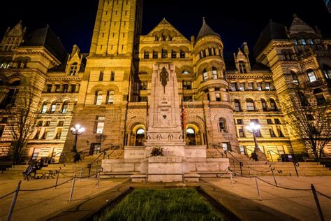 Old City Hall at Night, in Downtown Toronto, Ontario. Stock Image - Image of modern, clouds ...