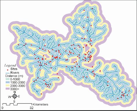 Map showing the overall distances of Chalcolithic sites of the study ...