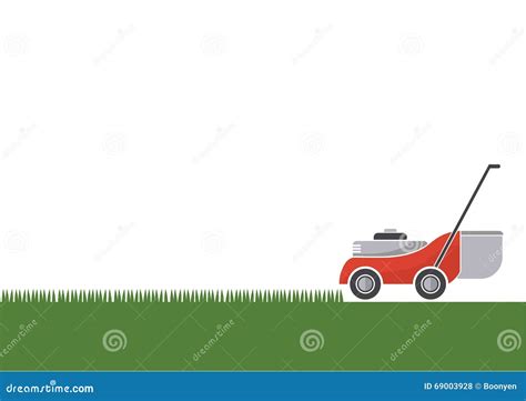 Lawn Mower Cutting Grass with Isolated Background Stock Illustration - Illustration of house ...